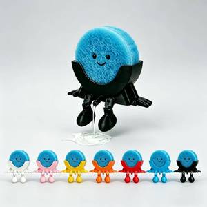 lot 10350 image: Cute Hanging Sponge Holder with Drainage,3D Printed Kitchen Funny Sponge Stand for Sink,with non-slip pads,Suitable for Scrub Daddy Holder,Keeps Your Sponge Dry Smiling (Black)
