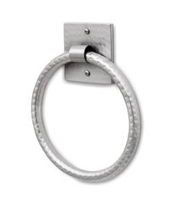 lot 10366 image: Monarch Abode Bathroom Towel Holder �� 7-Inch Round Brushed Nickel Bathroom Hand Towel Holder for Bathrooms Wall, Metal Hand Hammered Towels Ring Wall Mount, Traditional Surface-Mounted Ring Hanger