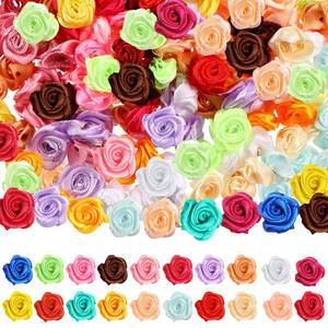 lot 10372 image: Weysat 300 Pcs 15 mm Multicoloured Mini Ribbon Rose Flowers, Multicolor