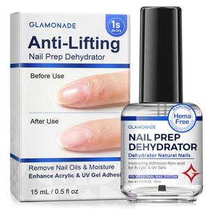 lot 10378 image: Glamonade Anti-Lifting Nail Prep Dehydrator Acid-Free Dehydrate for Acrylic Nails and Gel Nail Polish  15ml Fast Dry Hema-Free Primer Bonder Supplies