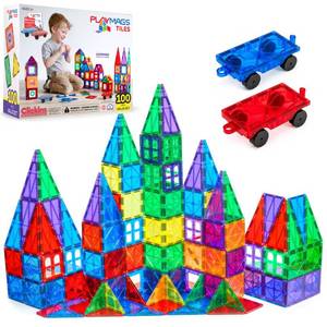 lot 11714 image: Playmags Magnetic Tiles 100-Piece Building Set