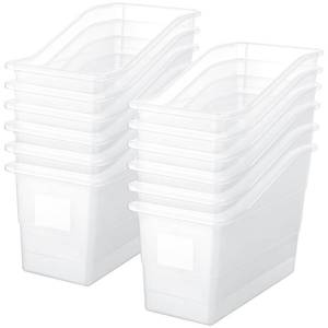 lot 11733 image: Suzile 12 Pcs Interlocking Plastic Book Bins, Clear