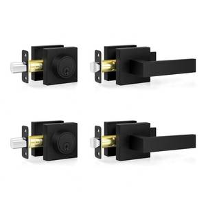 lot 11758 image: Estmoon Exterior Door Lock Set, Matte Black, 2 Pack