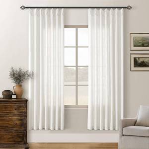 lot 12001 image: TWODRAPES Pinch Pleat Linen Curtains 40x72 2-Panel