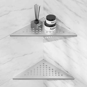 lot 12028 image: Lives Stainless Steel Shower Corner Shelf 2-Pack, 10-in