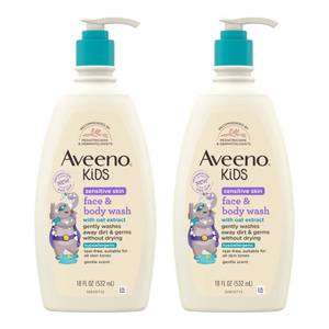 lot 12033 image: Aveeno Kids Sensitive Skin Face & Body Wash, 2-Pack