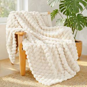 lot 12040 image: Whale Flotilla 3D Jacquard Fleece Throw Blanket, Ivory