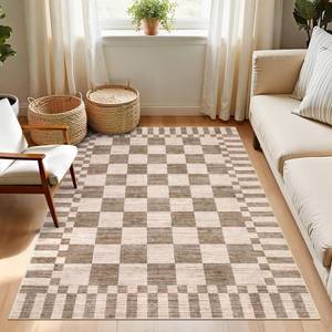 lot 12050 image: GarveeHome Checkered Area Rug 3x5 Machine Washable