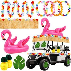 lot 12431 image: WinnerWhy 29-Piece Tropical Golf Cart Parade Decorations Set