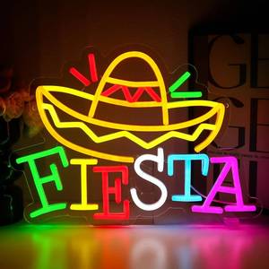lot 17137 image: PMCVYH Fiesta LED Neon Sign Wall Decor 14.96x10.63