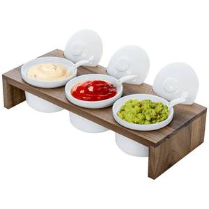 lot 17139 image: MyGift Acacia Wood Condiment Serving Set