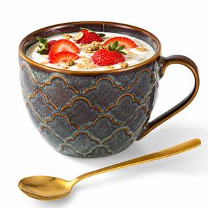 lot 17163 image: Yohiefu Ceramic Soup Bowl Mug 24oz Smoky Plum