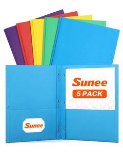 lot 18062 image: SUNEE 2-Pocket Folders with Prongs, 5-Pack