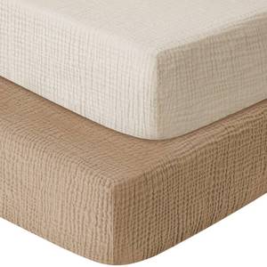 lot 18065 image: GUNTAIL Muslin Fitted Crib Sheets 2-Pack