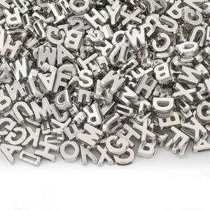 lot 18077 image: Augshy 400Pcs Silver Alphabet Letter Beads 9x12mm
