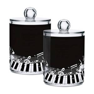 lot 18216 image: Gravopti Q-Tip Holder 2-Pack Plastic Apothecary Jar