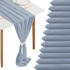 lot 18225 image: Fivenl 12 Pack Chiffon Table Runner 12 x 120 Inches Dusty Blue