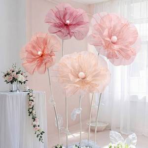 lot 19066 image: FineCheer 4 Pcs Giant 3D Silk Flowers Pink
