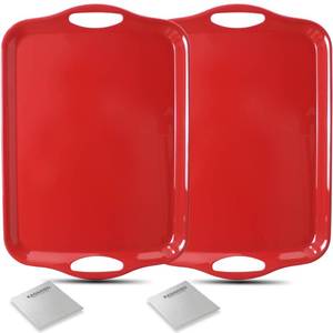 lot 19088 image: KAQAHIDO Melamine Serving Trays Set of 2, Red