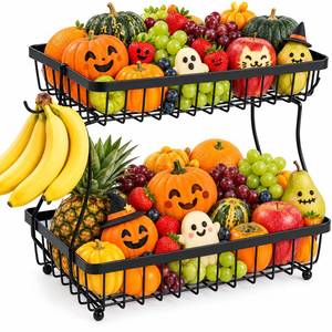 lot 19089 image: YUANCE 2-Tier Fruit Basket with Banana Hangers