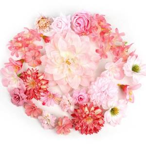 lot 20056 image: QUOZUO Artificial Flower Heads, 26-Piece Pink Silk