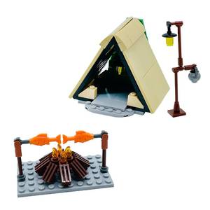 lot 20075 image: Miutrue Camping Building Block Kit with Tent Bonfire Lights