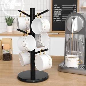 lot 20097 image: Wisuce Bamboo Coffee Mug Tree with 6 Hooks