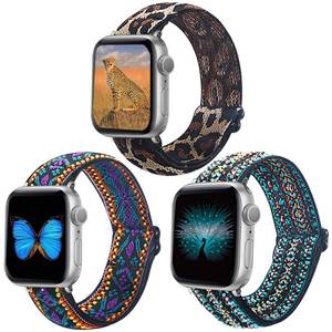 lot 20117 image: Dsytom 3 Pack Elastic Nylon Apple Watch Bands 42-49mm