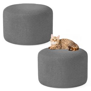 lot 20131 image: CRAURU Unstuffed Ottoman Pouf Cover 20x20x12 Grey