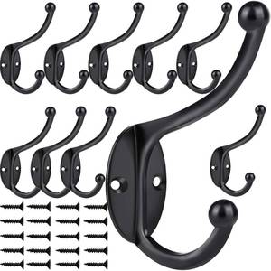 lot 20141 image: ZEYU Coat Hooks Double 10Pc Set Black Zinc