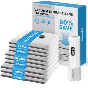 lot 1367 image: Mapambo Vacuum Storage Bags with LED Pump, 9 Pack