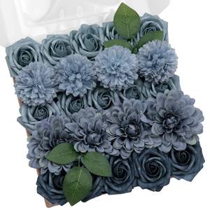 lot 1369 image: Tinge Time 23pc Artificial Flower Combo Set Dusty Blue
