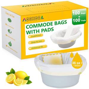 lot 1376 image: AOOHOOA Bedside Commode Liners with Pads, 100 Bags  100 Pads
