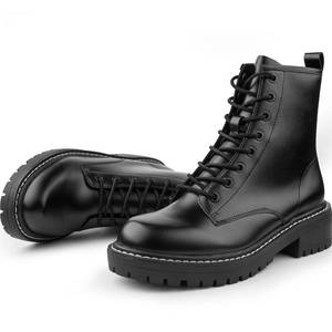 lot 1381 image: ICHIGO Womens Ankle Booties 8-Eye Side Zipper Combat Boots Black 8