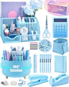 lot 1395 image: LXEVIHK Blue Desk Accessories 21-Piece Office Set