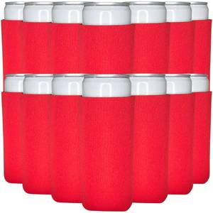 lot 1396 image: TahoeBay Slim Can Cooler Sleeves Bulk 50-Pack Red