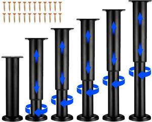 lot 2157 image: Olldag 6 PCS Adjustable Height Bed Support Legs for Bed FrameBed Center Slat, Heavy Duty Furniture Replacement Legs 7.08-12.2 inch for SofaCabinetCouchDresserTable (Black)
