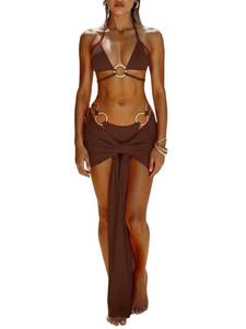 lot 2221 image: SweatyRocks Womens 3-Piece Halter Bikini Set Large