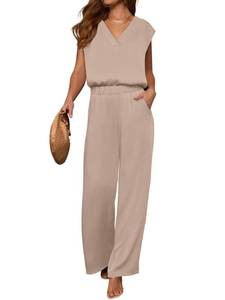 lot 2228 image: ANRABESS Womens 2-Piece Loungewear Set, Medium Apricot