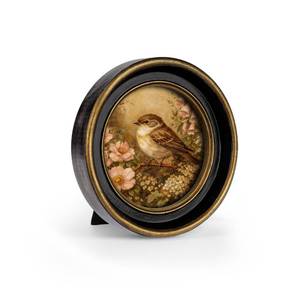 lot 2294 image: AELS 4x4 Inch Vintage Picture Frame Black Round Gold Trim