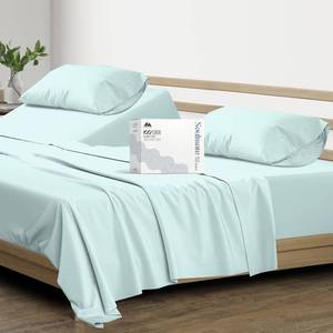 lot 9345 image: Mayfair Linen 100% Egyptian Cotton Split King Sheets Sets for Adjustable Bed - 500 Series Soulmate Collection Split King Sheet (5 PC, Sea Foam), Soft, Cooling 16 Deep Pocket Hotel Sheet Set