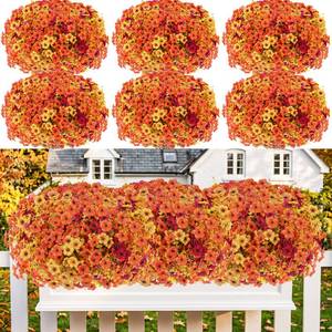 lot 9359 image: 13 Bundles Artificial Fall Flowers Fake Mums for Outdoor (Autumn Colors)