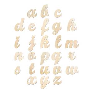 lot 9360 image: 3.7 to 6 Inch 102 Pieces Wood Letters Cursive Lowercase Unfinished Thin Wooden Alpabets a-z for Crafts