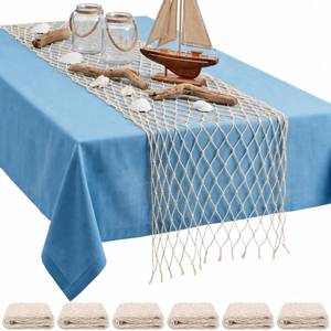 lot 9362 image: SATINIOR 6 Pcs 12 x 72 Fishing Net Table Runner Party Decor, Natural