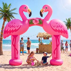 lot 9369 image: Seenelling Inflatable Arch Flamingos Theme Magenta