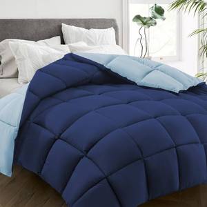 lot 9375 image: HYLEORY All Season Twin Size Bed Comforter - Cooling Down Alternative Comforter Quilted Duvet Insert with Corner Tabs - Winter Warm - Machine Washable - Reversible NavyLight Blue
