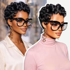 lot 9383 image: showreal Pixie Cut Wigs Human Hair for Black Women Short Pixie Cut Wigs 100% Real Human Hair Lightweight Glueless Natural Black Layered Pixie Wig(025-1B)