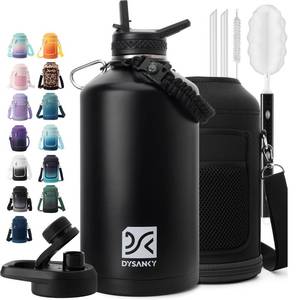 lot 9386 image: DYSANKY 1 Gallon Insulated Water Bottle with Straw & Portable Carrier Bag