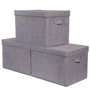 lot 9408 image: TENABORT 3 Pack Large Foldable Storage Box with Lids Fabric Storage Cube Organizer Cloth Containers Bins Baskets for Closet Clothes Clothing Bed Room