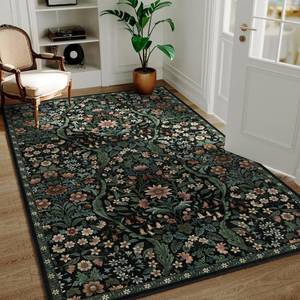 lot 9413 image: NakedCloud 3x5 Floral Area Rug Soft Low Pile Boho Carpet for Living Room